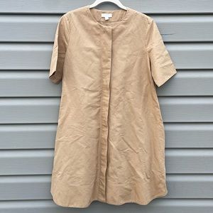 COS Tan Linen Shift Mini Dress